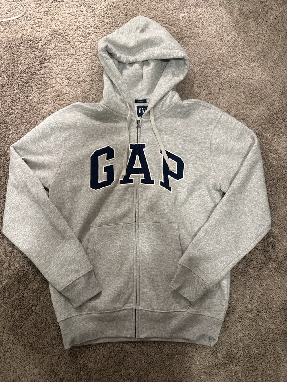 GAP Light Gray Hoodie with Navy Logo Zip Jacket (NEW W/o tags NEVER WORN)